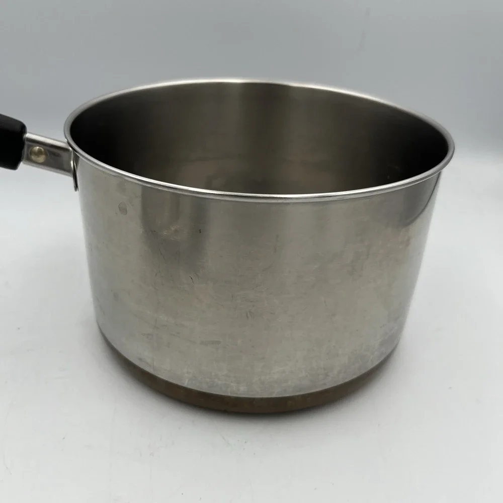 REVERE WARE 3 Qt Saucepan & Lid Copper Bottom Clinton ILL USA VINTAGE